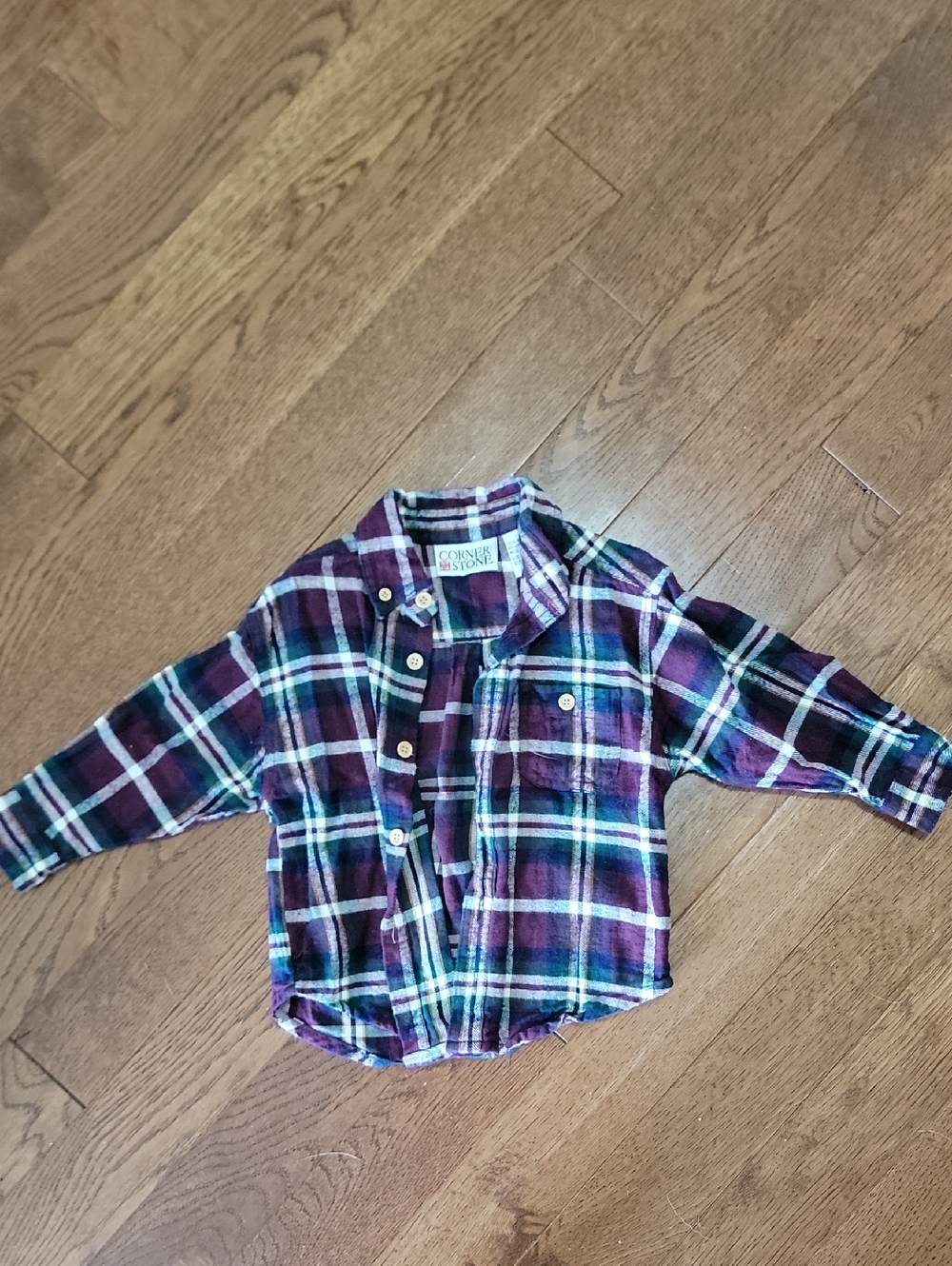 George & Little Ones Purple Plaid Button-Down Shirt for Kids